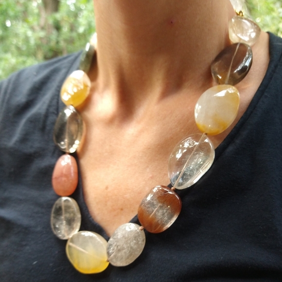 large RUTILATED QUARTZ NECKLACE statement - Picture 2 of 11